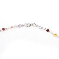 11.45 Ct Round Garnet, Peridot, Blue Topaz, Citrine, Amethyst 925 Sterling Silver Necklace