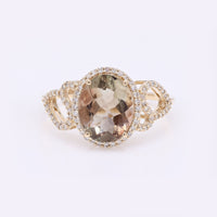 2.48 Ct Oval Mixed Cut Natural Plagioclase Feldspar Sunstone 14K Gold Ring