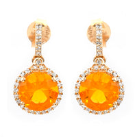 1.73 Ct Round Mixed Cut Natural Fire Opal 14K Gold Earrings