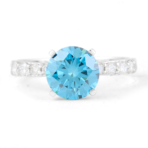 2.31 Carats Blue Lab Grown Diamond 14K Gold Ring