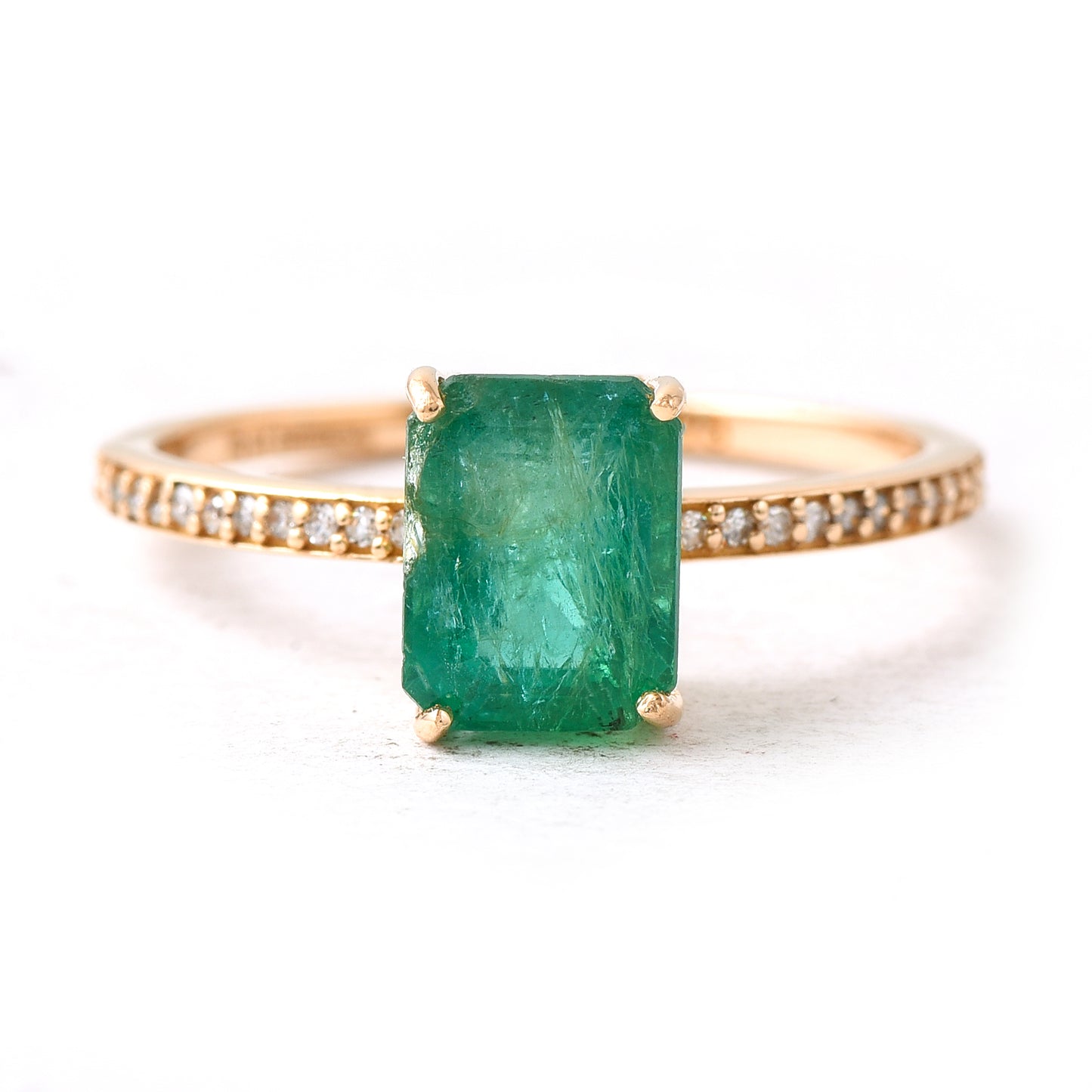 1.76 Ct Octagon Emerald 14K Gold Ring