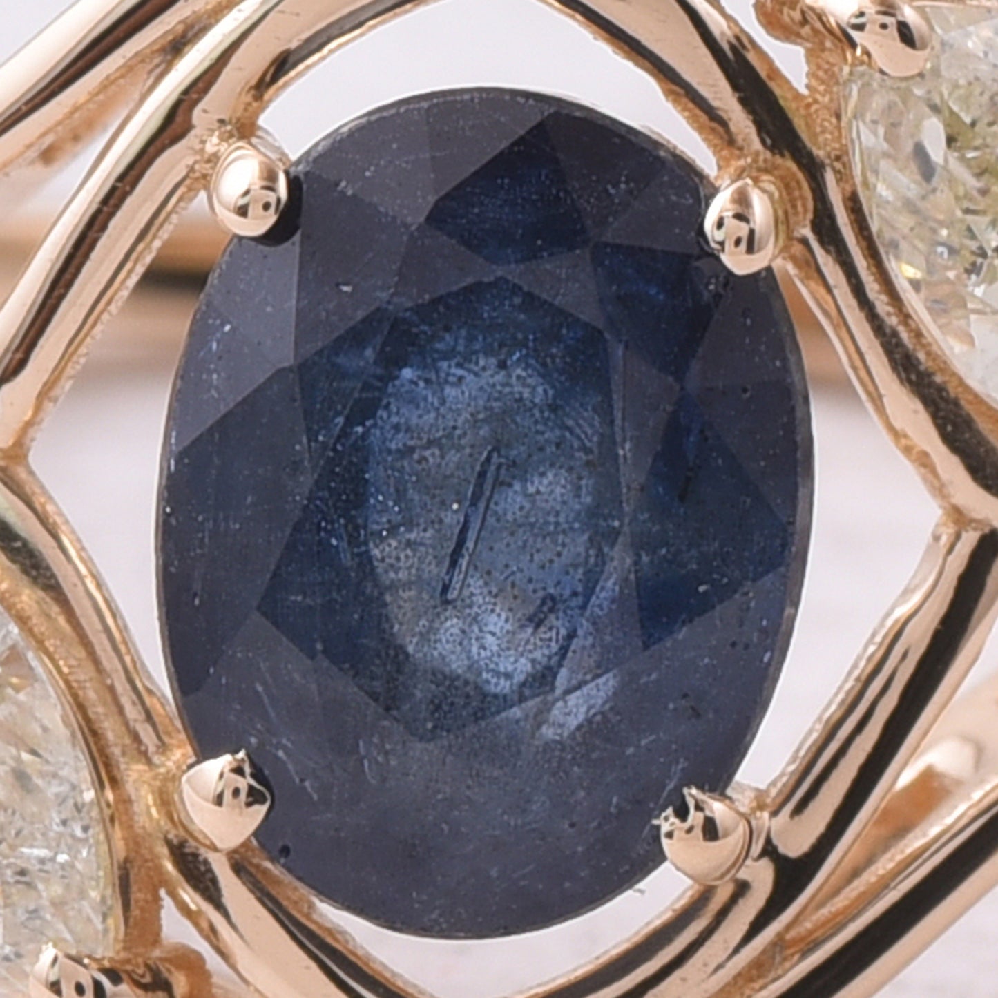 2.43 Ct Oval Mixed Cut Natural Sapphire 14K Gold Ring