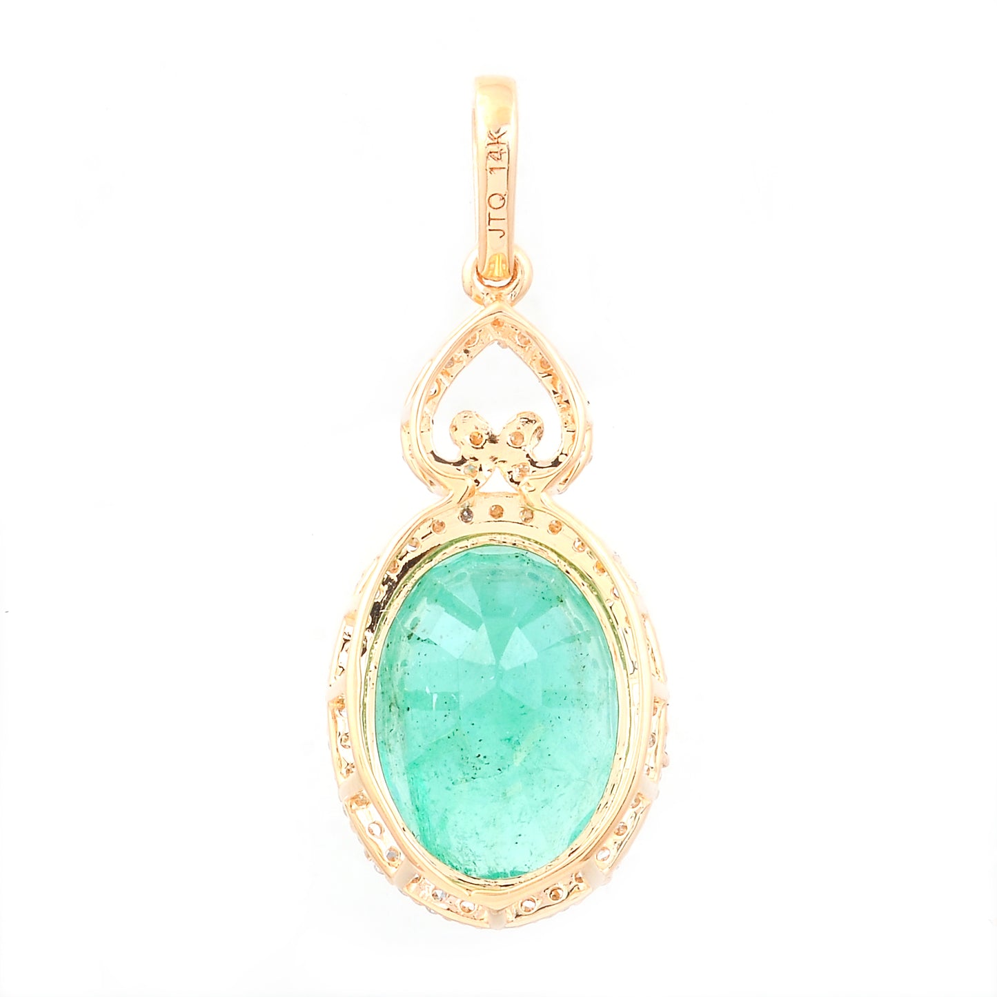3.82 Ct Oval Natural Emerald 14K Gold Pendant