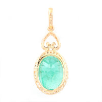 3.82 Ct Oval Natural Emerald 14K Gold Pendant