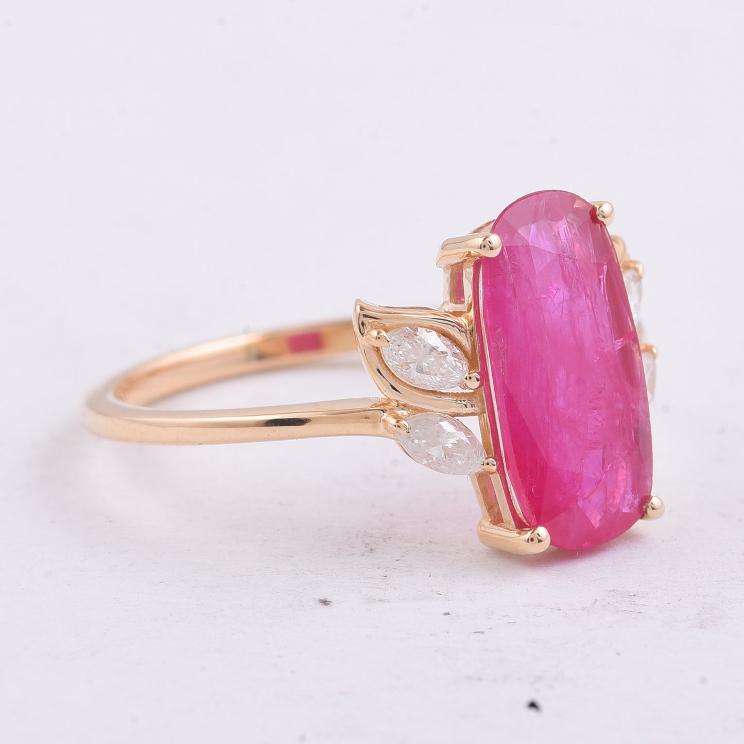 2.29 Ct Cushion Natural Ruby 14K Gold Ring