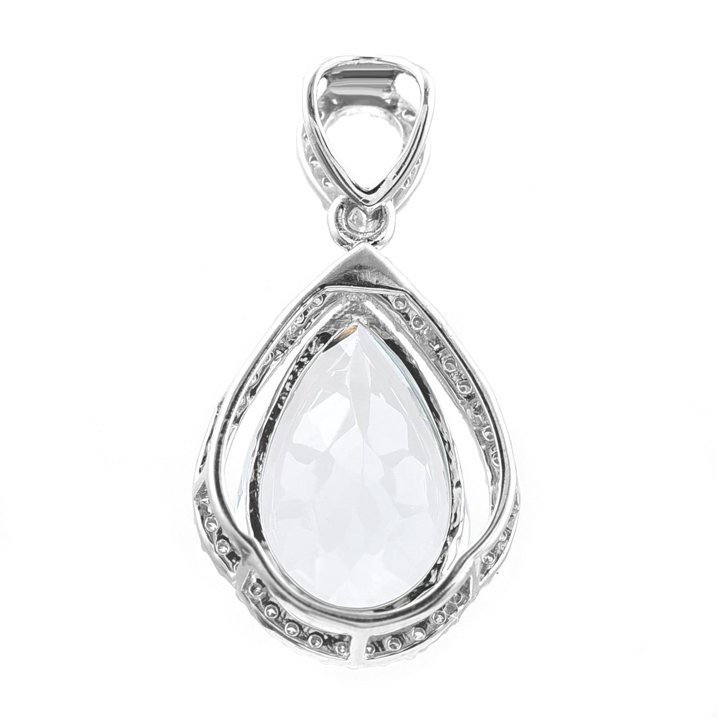 3.52 Ct Pear Mixed Cut Natural Aquamarine 950 Platinum Pendant