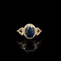 2.29 Ct Oval Mixed Cut Natural Sapphire 14K Gold Ring