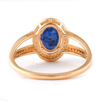 2.31 Ct Oval Mixed Cut Natural Sapphire 14K Gold Ring