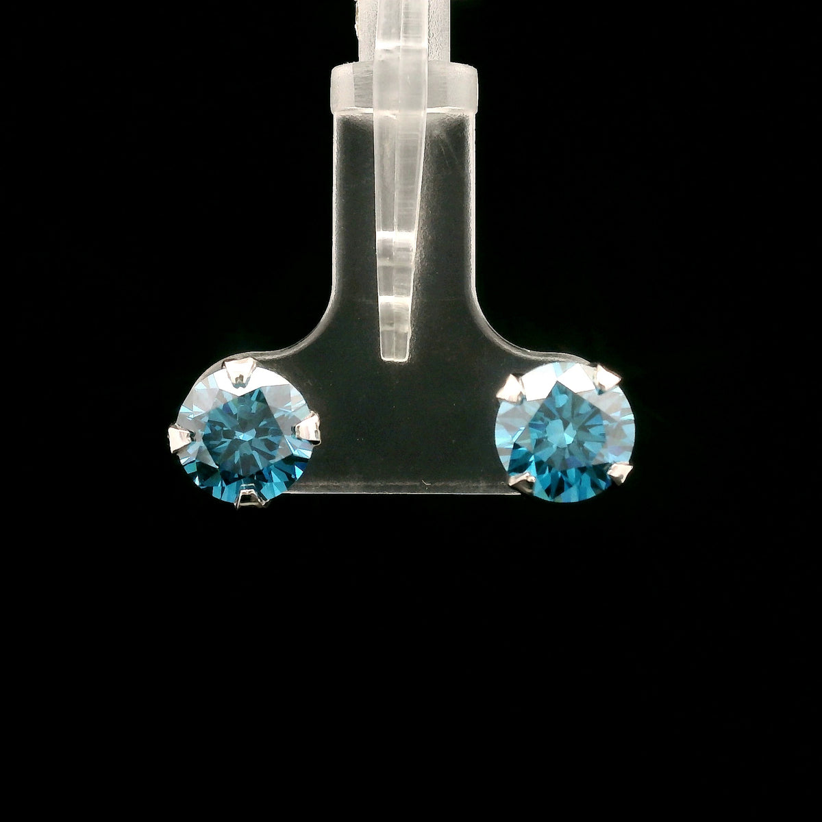 3.08 Carats Blue Lab Grown Diamond 14K Gold Earrings