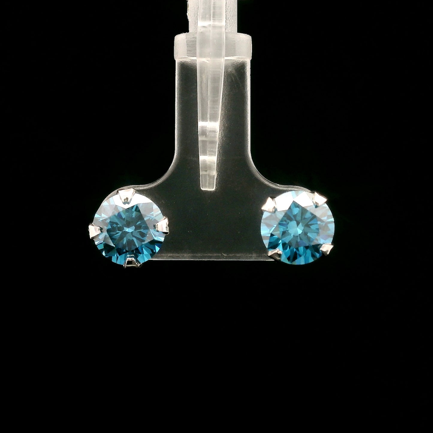 3.08 Carats Blue Lab Grown Diamond 14K Gold Earrings