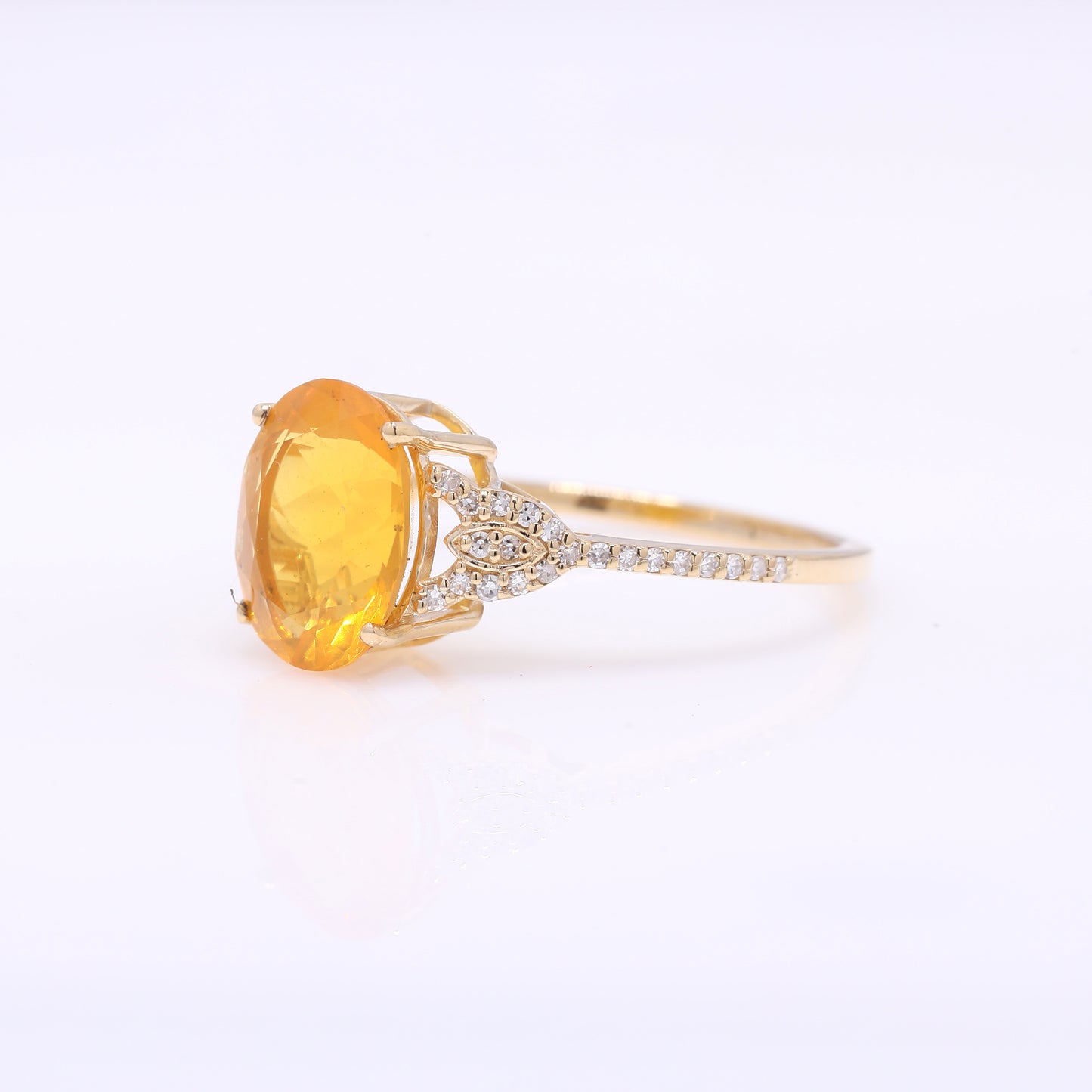 1.83 Ct Oval Mixed Cut Natural Fire Opal 14K Gold Ring