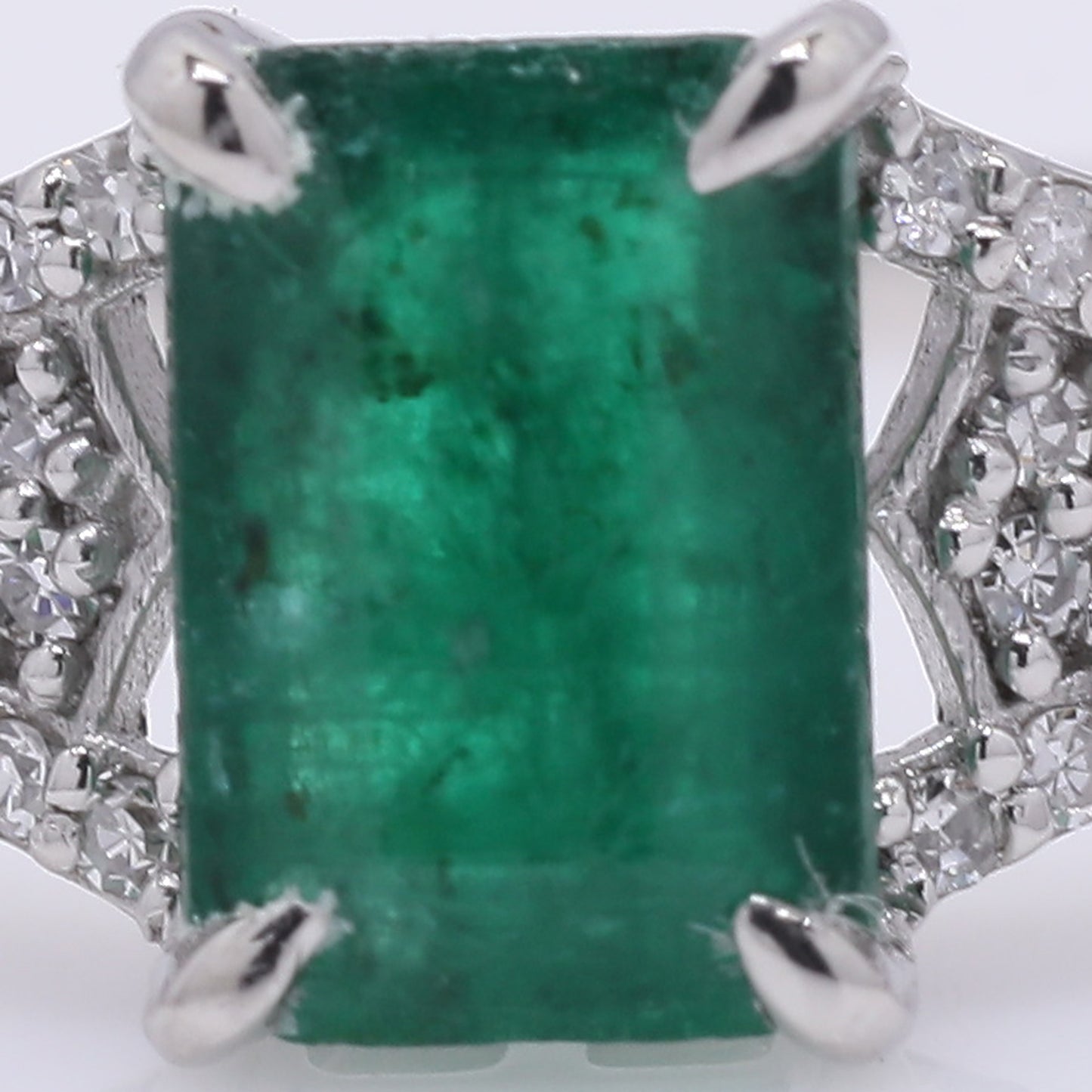 1.10 Ct Octagon Step Cut Natural Emerald 950 Platinum Ring