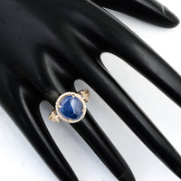 4.49 Ct Oval Cabochon Natural Corunum Sapphire 14K Gold Ring