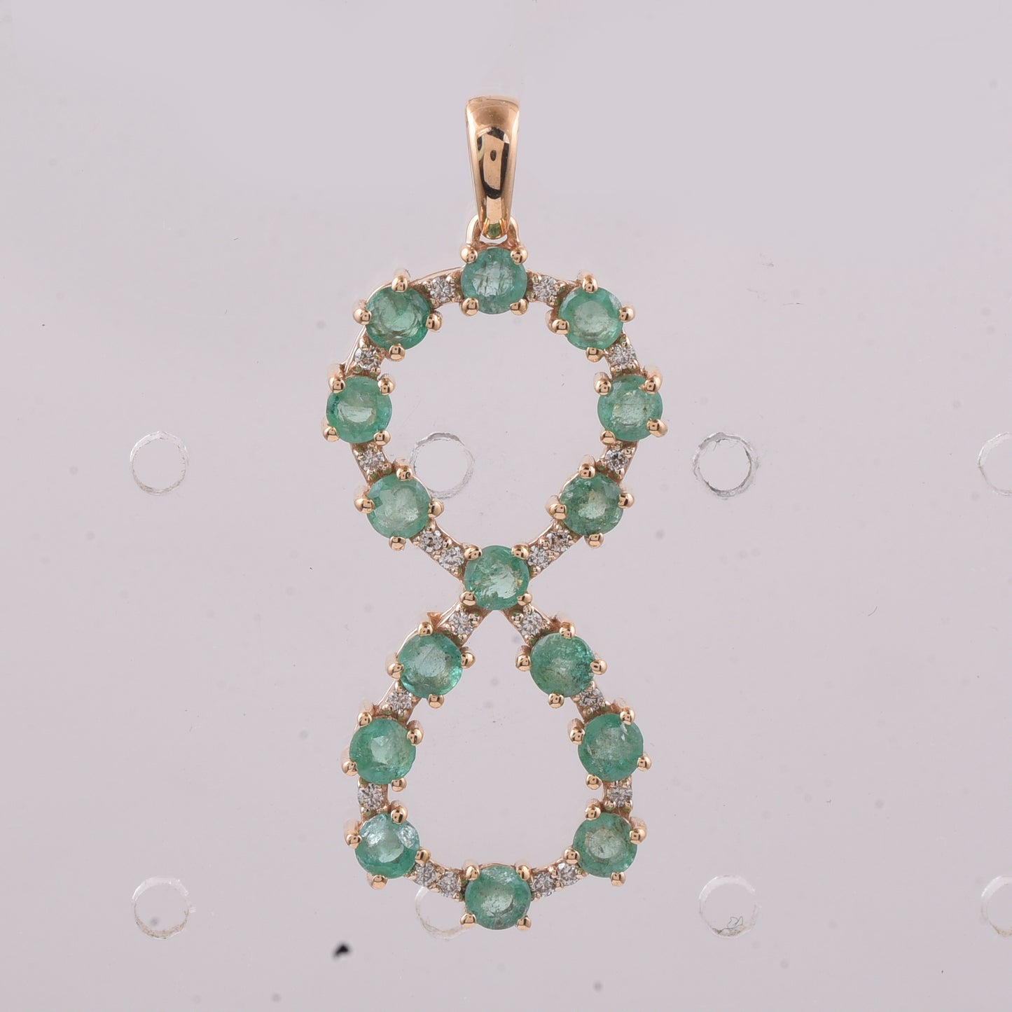 1.28 Ct Round Natural Emerald 14K Gold Pendant