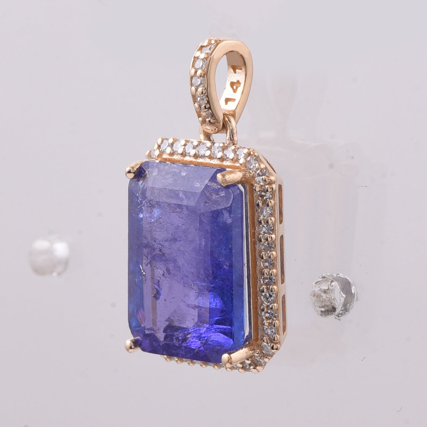 4.75 Ct Octagon Step Cut Natural Tanzanite 14K Gold Pendant