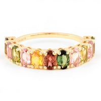 2.19 Ct Oval Multi Tourmaline 14K Gold Ring