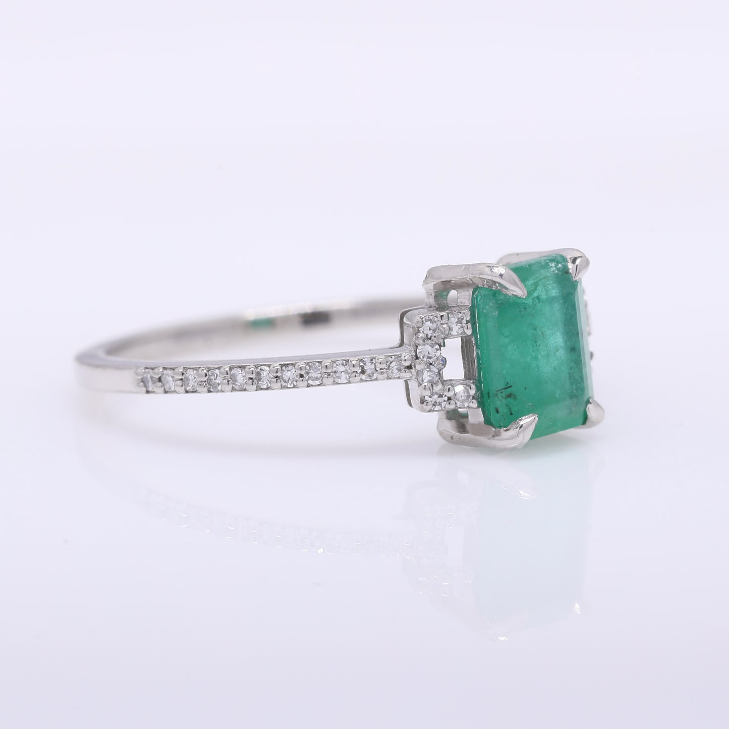 1.18 Ct Octagon Step Cut Natural Emerald 950 Platinum Ring