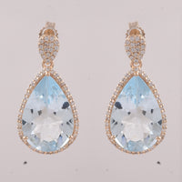 8.07 Ct Pear Aquamarine 9K Gold Earrings