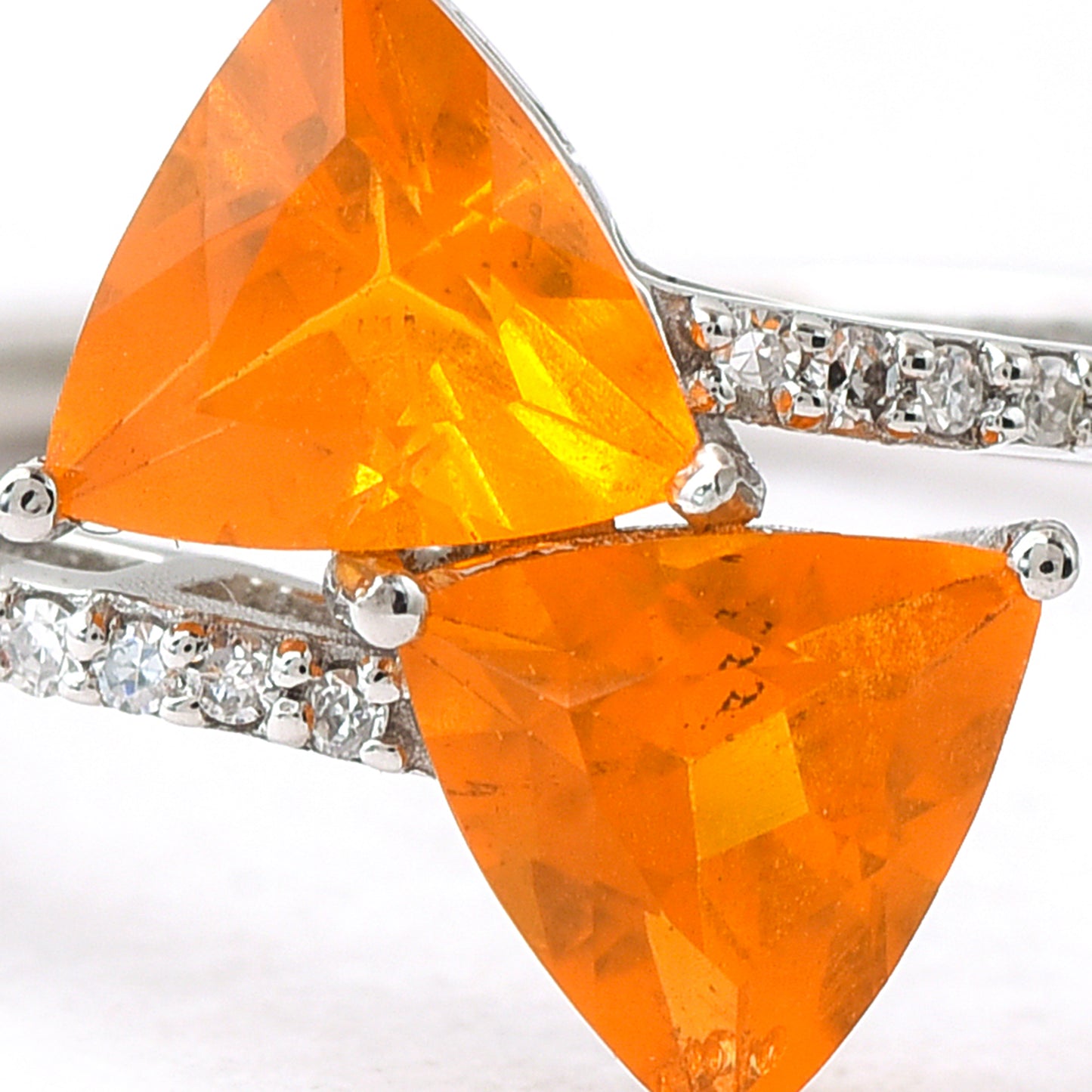 2.67 Ct Triangle Mixed Cut Natural Fire Opal 950 Platinum Ring