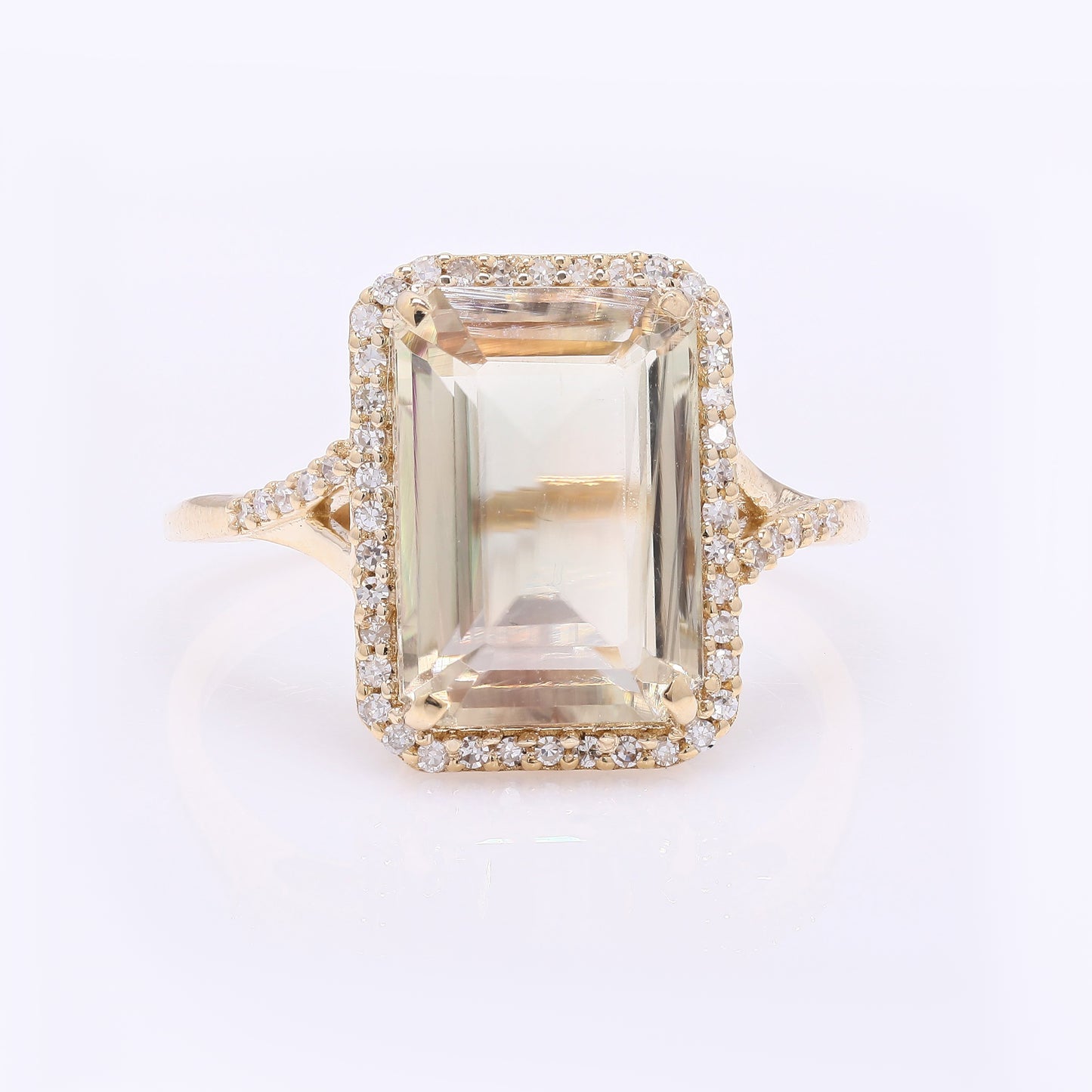 4.84 Ct Octagon Step Cut Natural Sunstone 14K Gold Ring