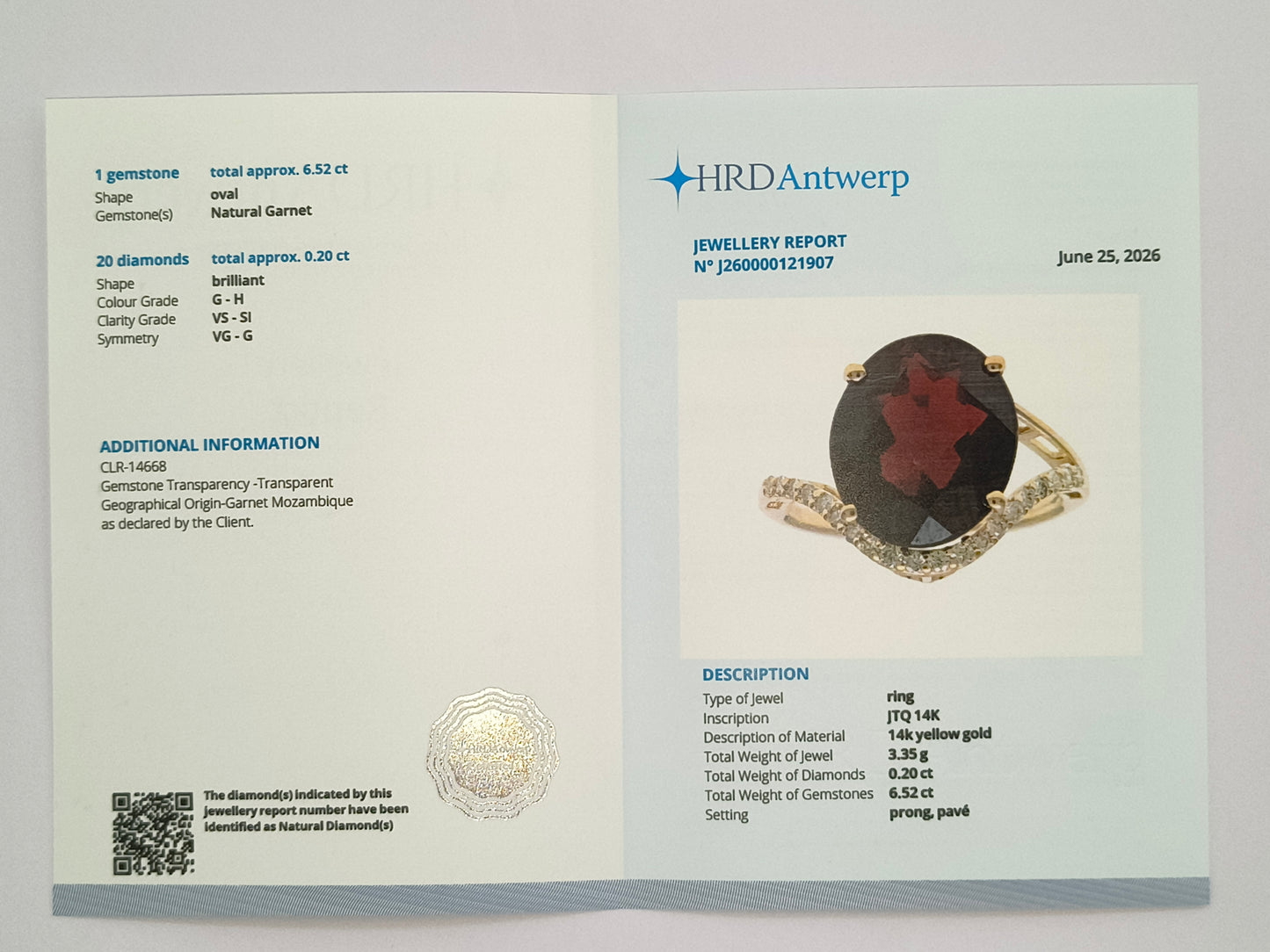 6.72 Ct Oval Natural Garnet 14K Gold Ring