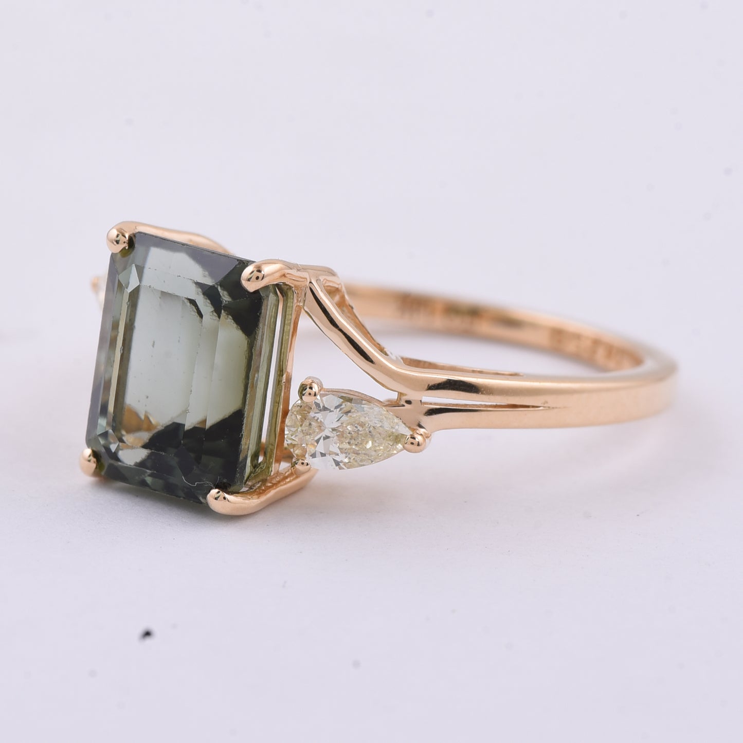 3.38 Ct Octagon Step Cut Natural Tourmaline 14K Gold Ring