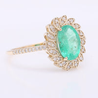 1.35 Ct Oval Mixed Cut Natural Emerald 14K Gold Ring