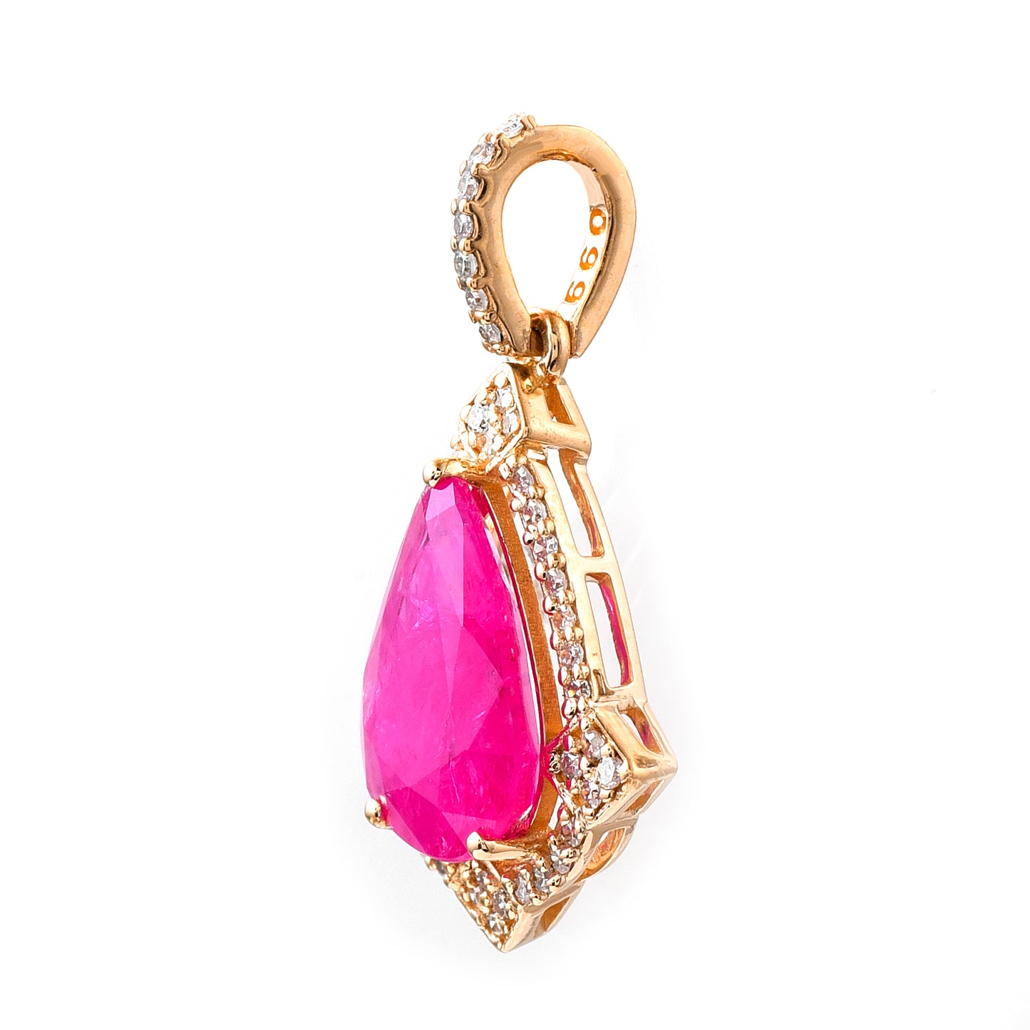 2.70 Ct Pear Mixed Cut Natural Ruby 14K Gold Pendant