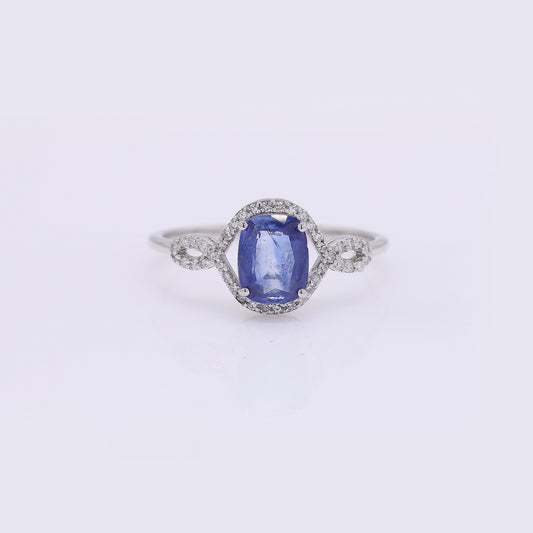 1.21 Ct Cushion Mixed Cut Natural Sapphire 950 Platinum Ring