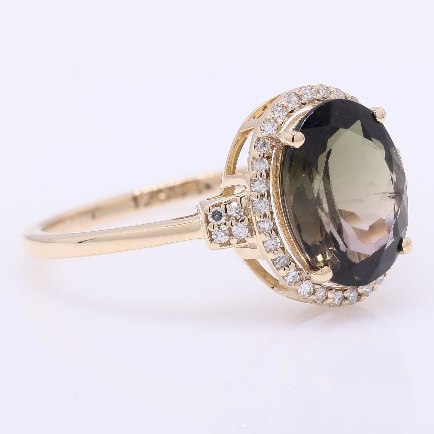 2.38 Ct Oval Mixed Cut Natural Tourmaline 14K Gold Ring