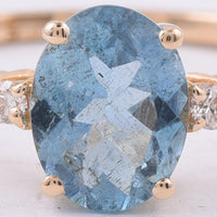 1.14 Ct Oval Natural Aquamarine 14K Gold Ring