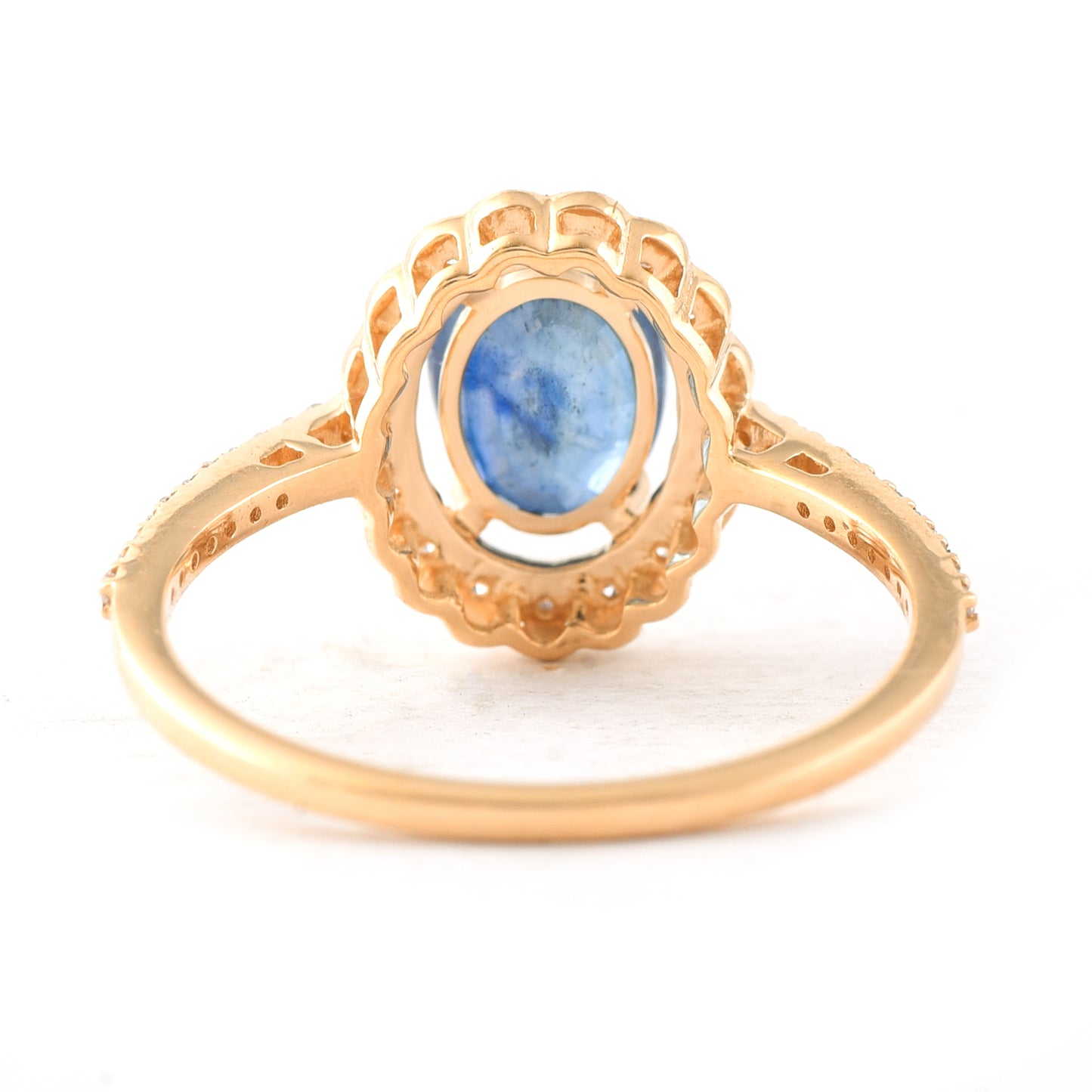 2.15 Ct Oval Mixed Cut Natural Sapphire 14K Gold Ring