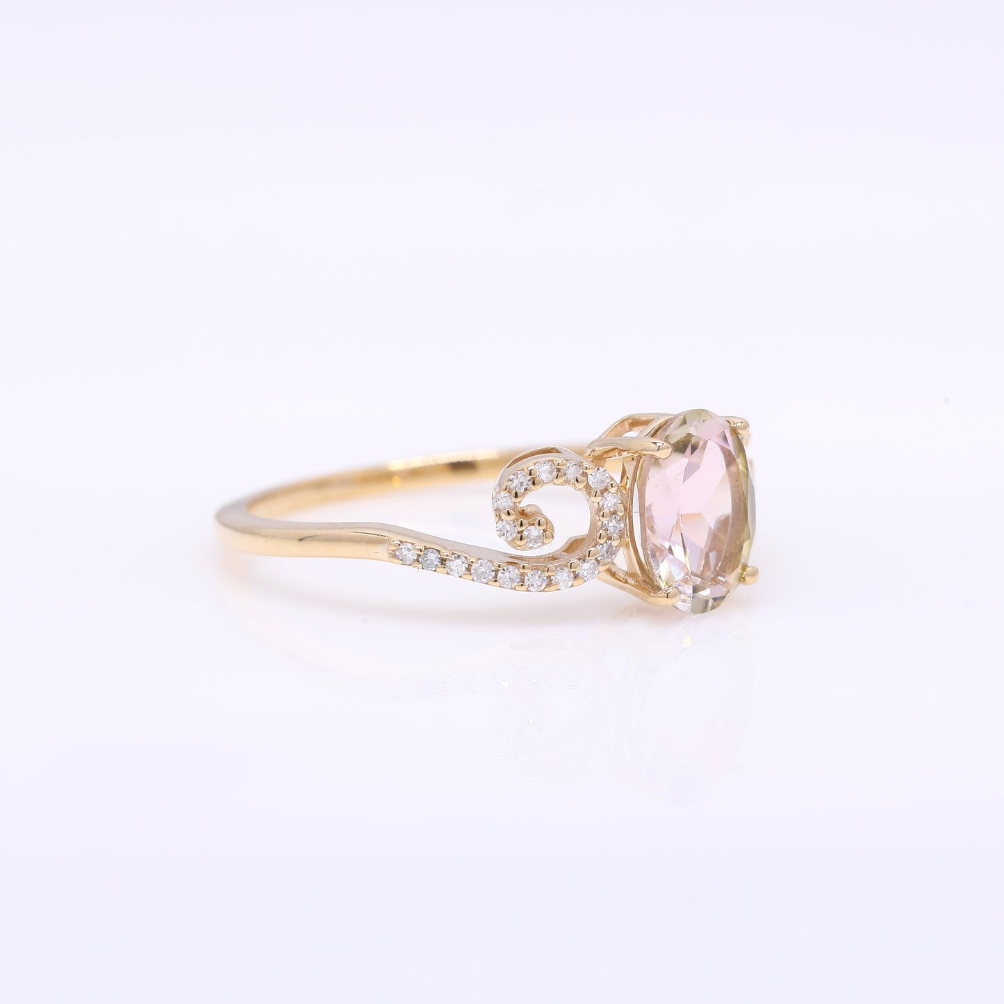 1.30 Ct Oval Mixed Cut Natural Tourmaline 14K Gold Ring