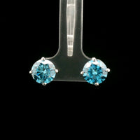 4.00 Carats Blue Lab Grown Diamond 14K Gold Earrings