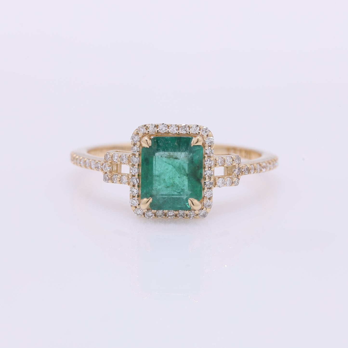 1.34 Ct Octagon Step Cut Natural Emerald 14K Gold Ring