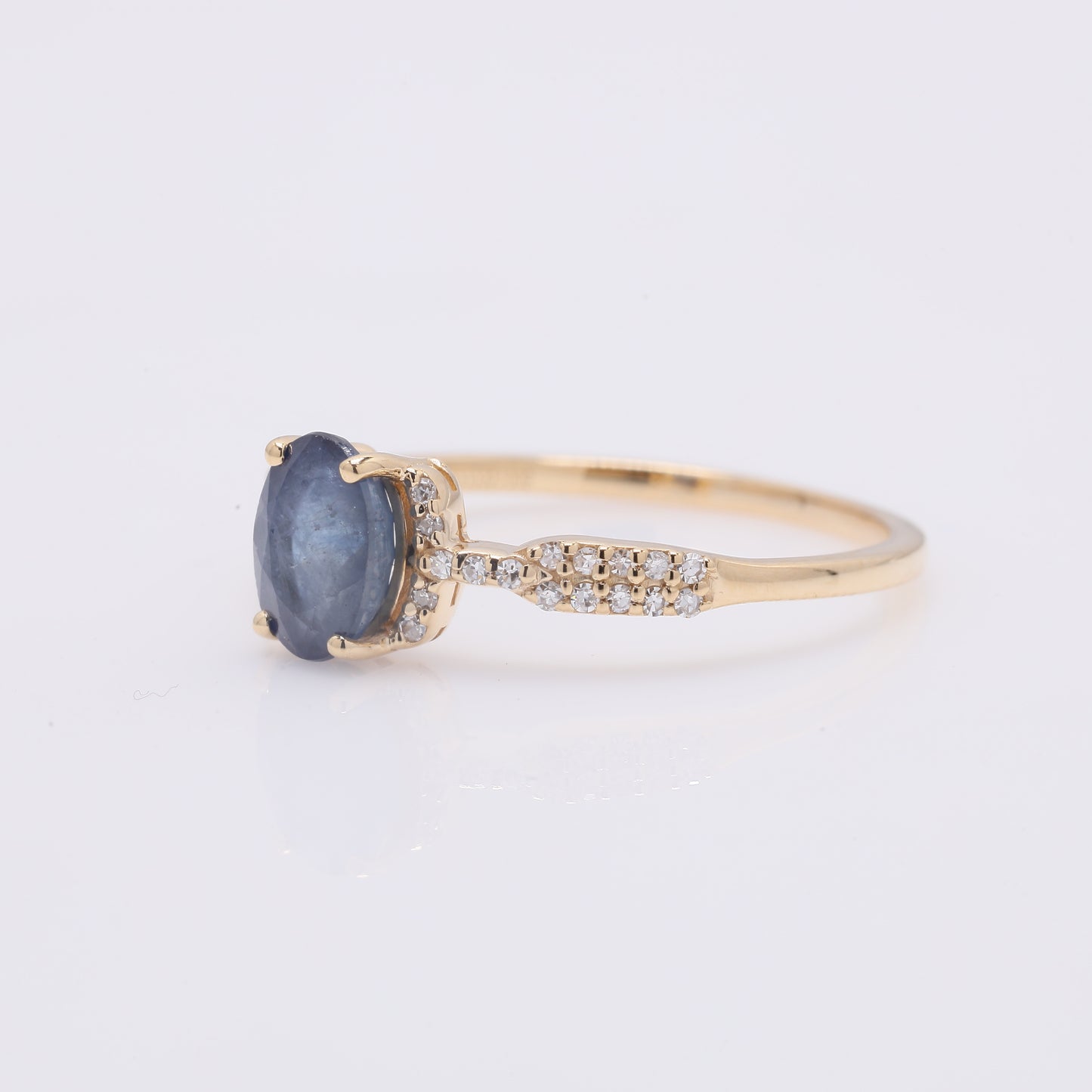 1.22 Ct Oval Mixed Cut Natural Sapphire 14K Gold Ring