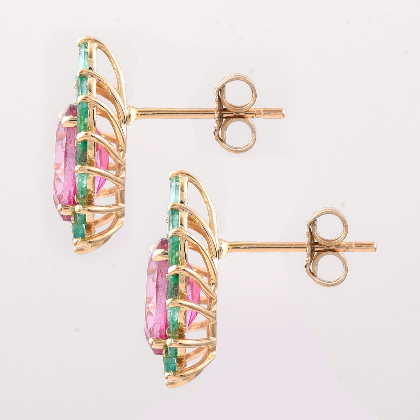 3.74 Ct Oval Pink Topaz 9K Gold Earrings