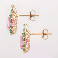 3.74 Ct Oval Pink Topaz 9K Gold Earrings