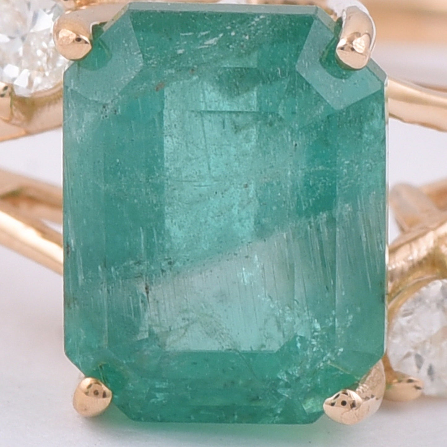 2.31 Ct Octagon Step Cut Natural Emerald 14K Gold Ring