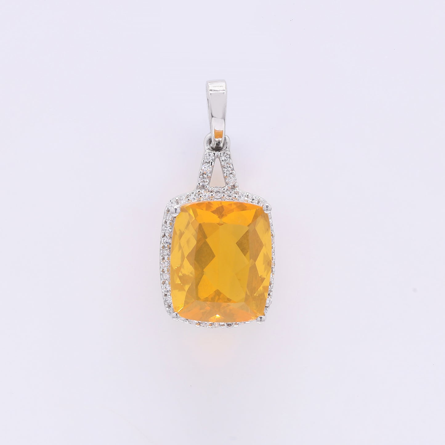 2.75 Ct Cushion Mixed Cut Natural Fire Opal 950 Platinum Pendant