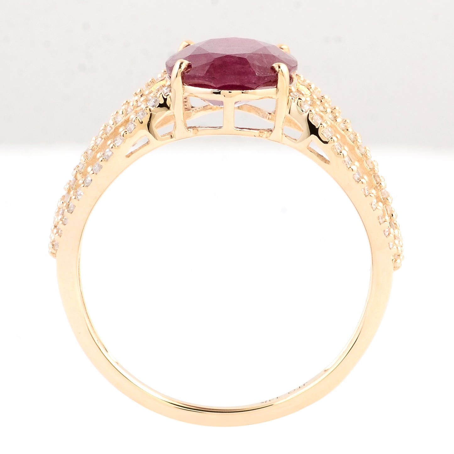 3.16 Ct Oval Mixed Cut Natural Corundum Ruby 14K Gold Ring