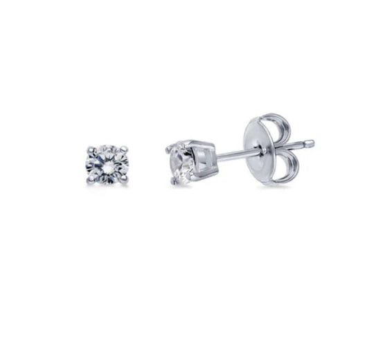Solitaire Round CZ Stud Earrings in Sterling Silver