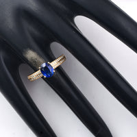 1.33 Ct Oval Mixed Cut Natural Sapphire 14K Gold Ring