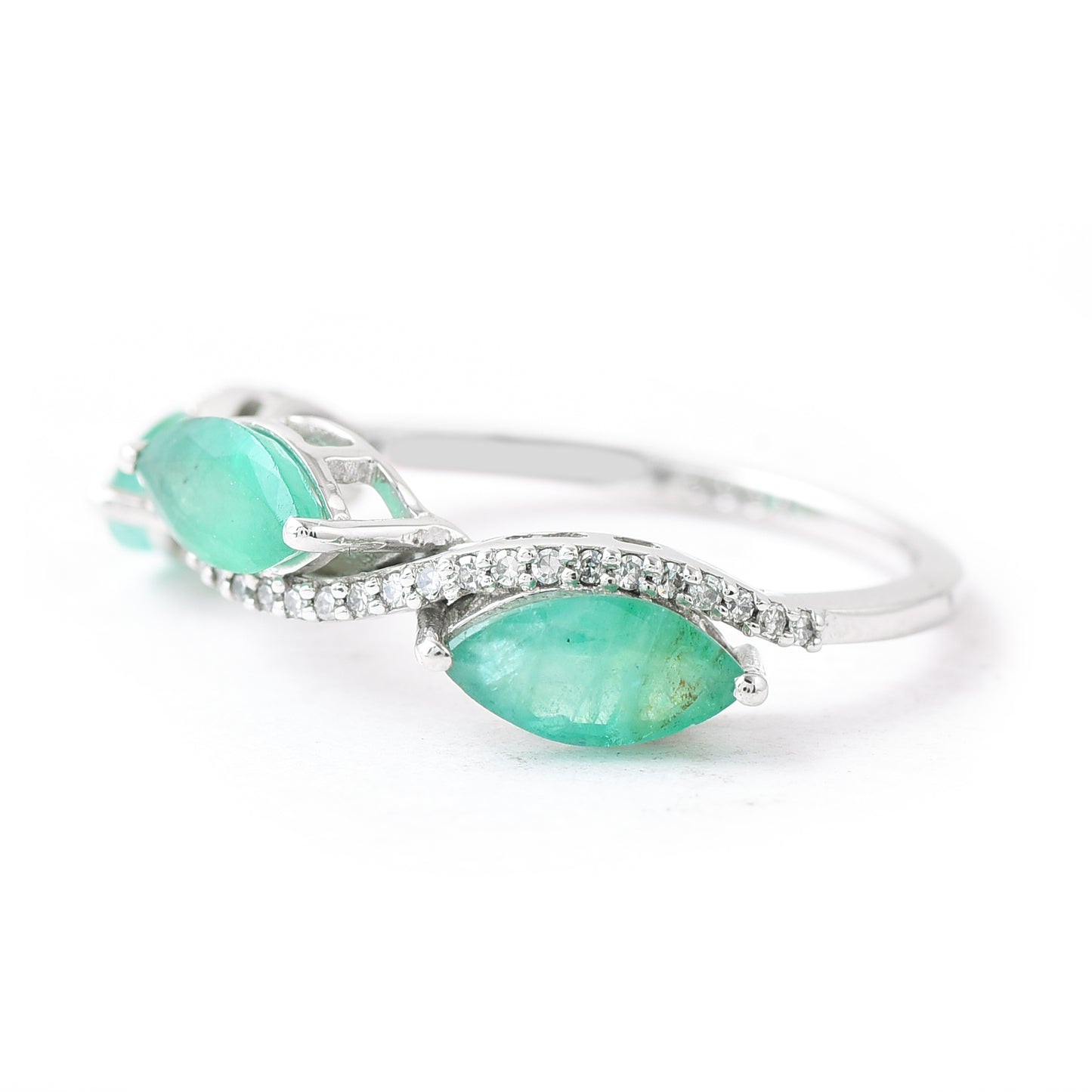 3.39 Ct Marquise Mixed Cut Natural Emerald 950 Platinum Ring