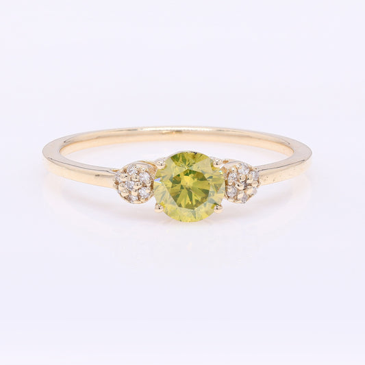 0.70 Ct Round Yellow Diamond 14K Gold Ring