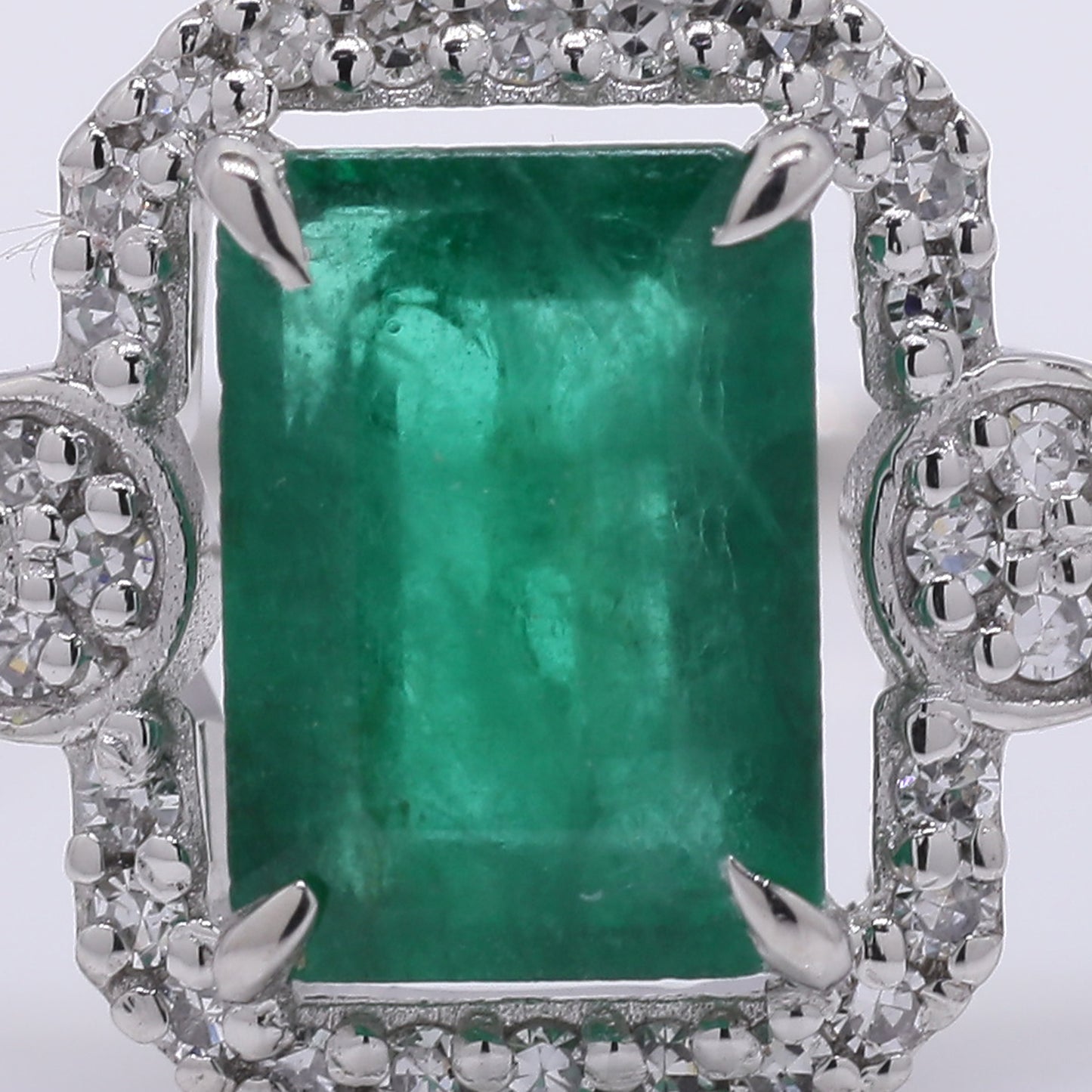 1.05 Ct Octagon Step Cut Natural Emerald 950 Platinum Ring