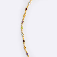 11.59 Ct Round Garnet, Peridot, Blue Topaz, Citrine, Amethyst 925 Sterling Silver Necklace