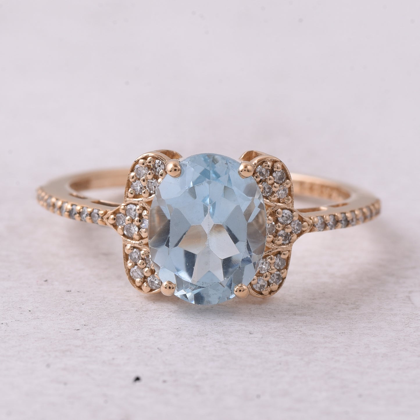 2.41 Ct Oval Mixed Cut Natural Topaz 14K Gold Ring