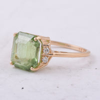 4.98 Ct Octagon Step Cut Natural Peridot 14K Gold Pendant