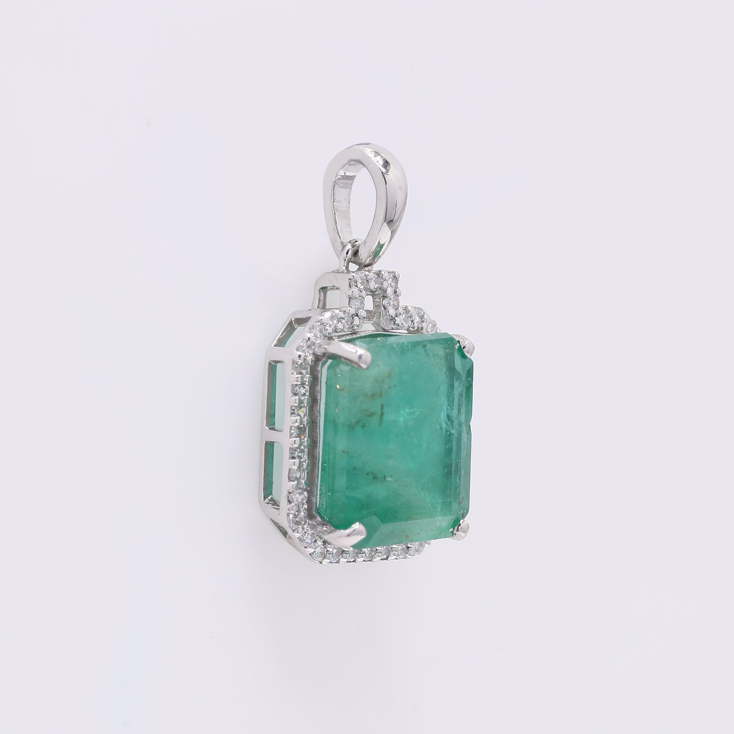 3.63 Ct Octagon Step Cut Natural Emerald 950 Platinum Pendant
